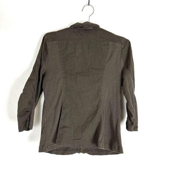 XCVI Mesh Collar Jacket M Brown 3/4 Sleeve - Picture 3 of 5